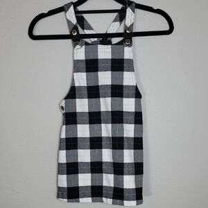 Max Studio Girls Buffalo Plaid Pinafore Jumper Dress Size 4T Black White Overall